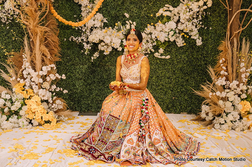 Indian bride at haldi ceremony