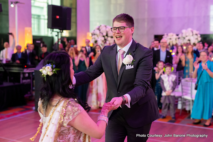 Indian wedding couple enjoys their day