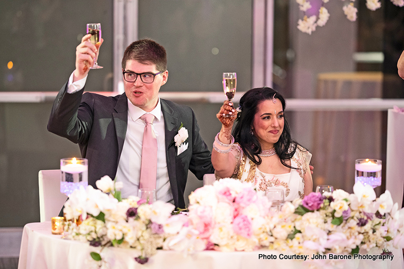 Indian wedding couple at reception