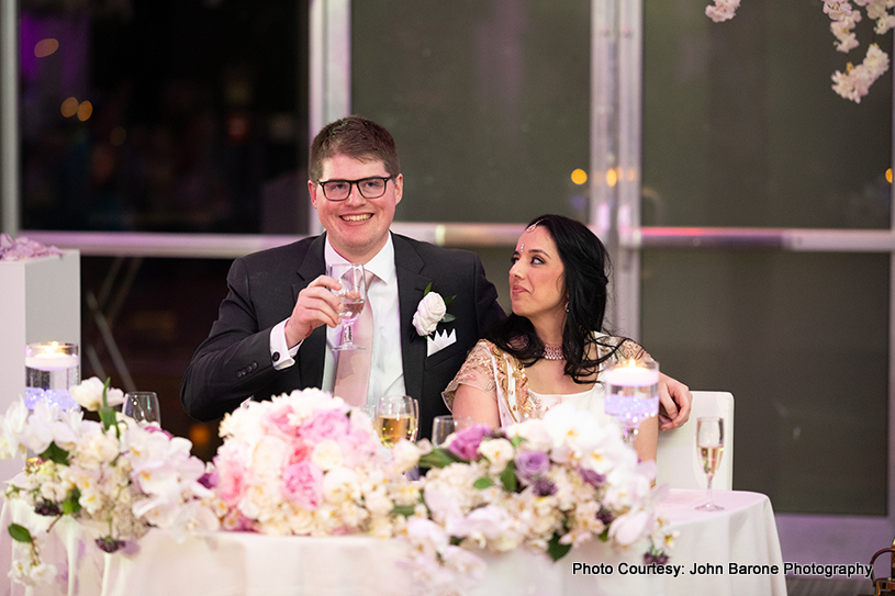 Indian wedding couple at reception