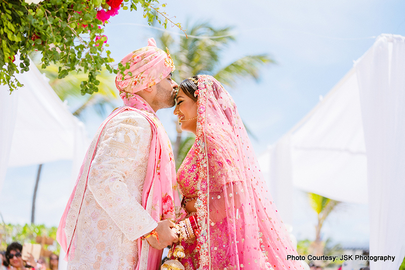 What a romantic moment for indian wedding couple